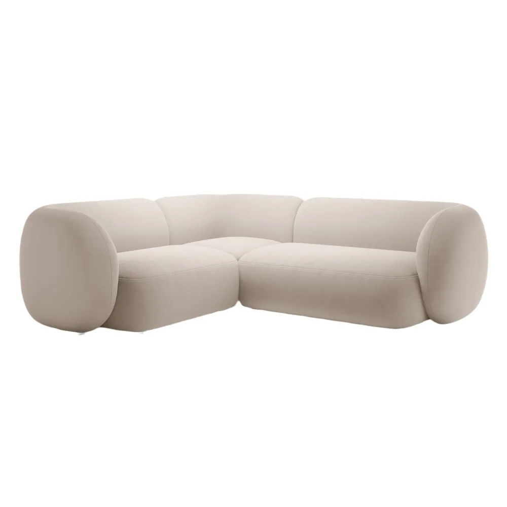 Samt-Ecksofa linksseitig für 4 Personen KATE beige