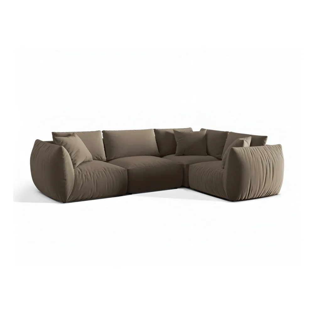 Samt-Ecksofa für 4 Personen rechts CHRIS hellbraun