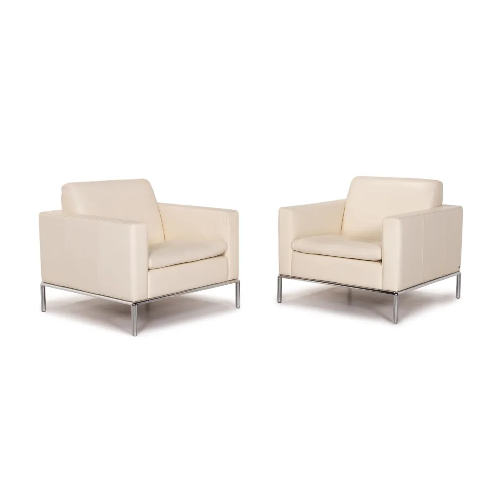 de Sede DS 5 Leder Sessel Garnitur Creme 2x Sessel #14074