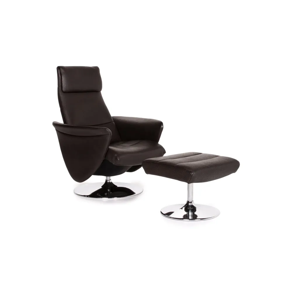 de Sede Leder Sessel Garnitur Dunkelbraun Braun 1x Sessel 1x Hocker Funktion Relaxfunktion #14275