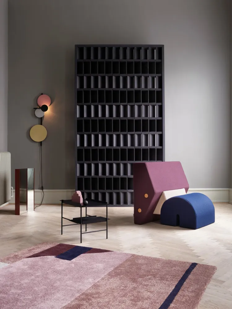 Sessel KEYSTONE lila mit beige und kobalt