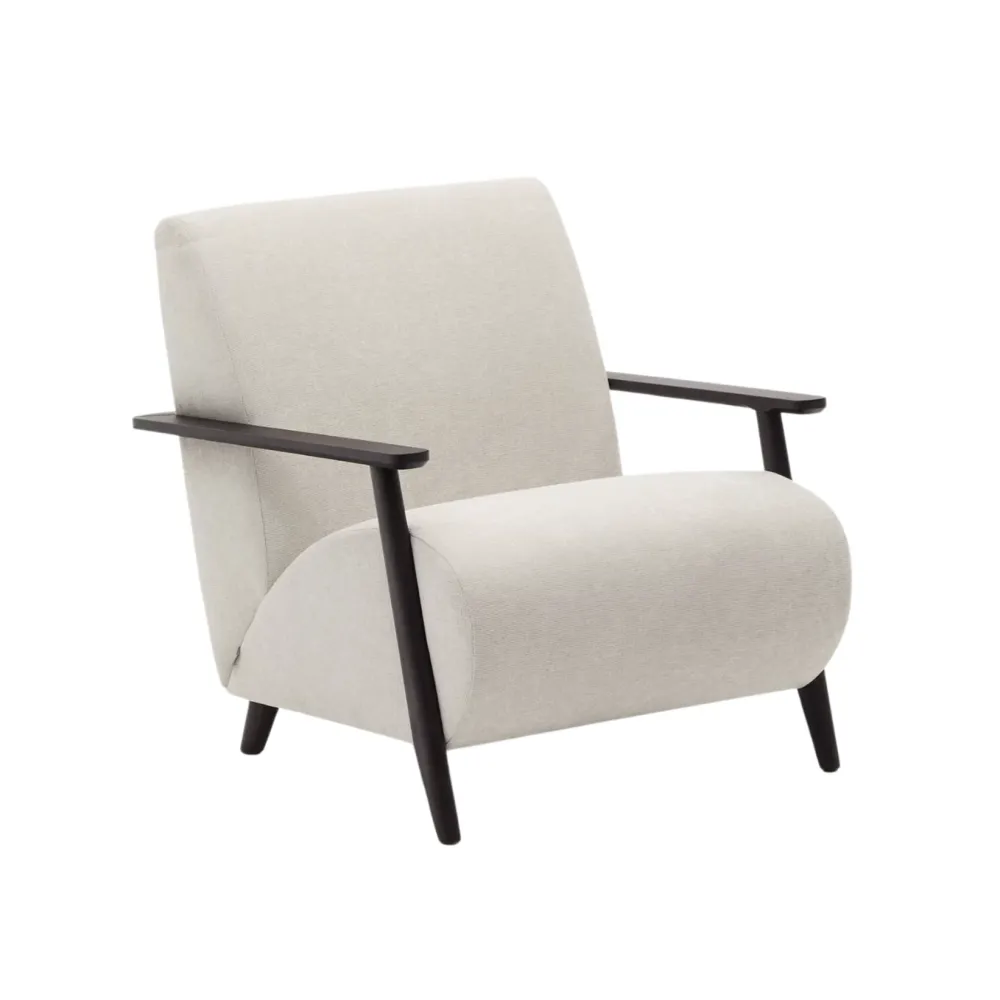 Sessel MEGHAN creme mit schwarzem Gestell