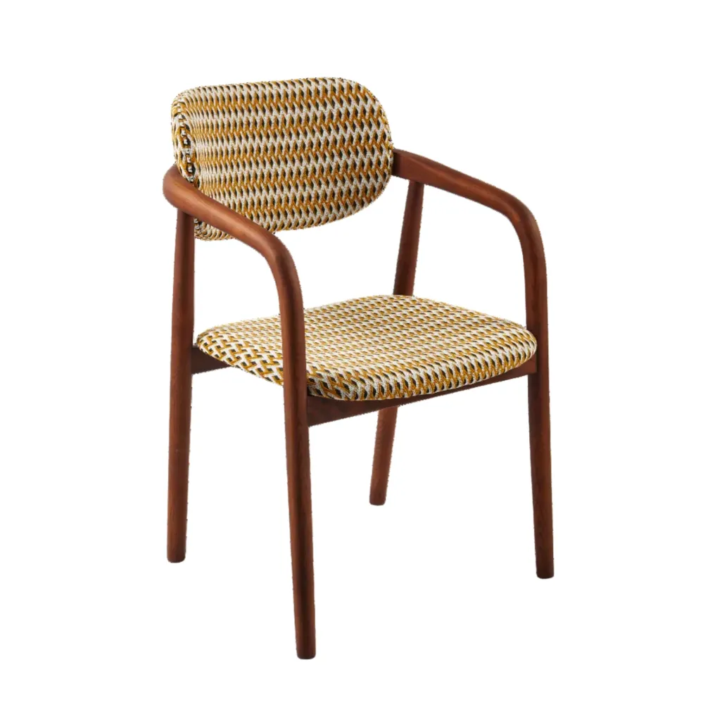 Sessel mit Armlehnen HENRY geometrischem Muster mit Holzgestell