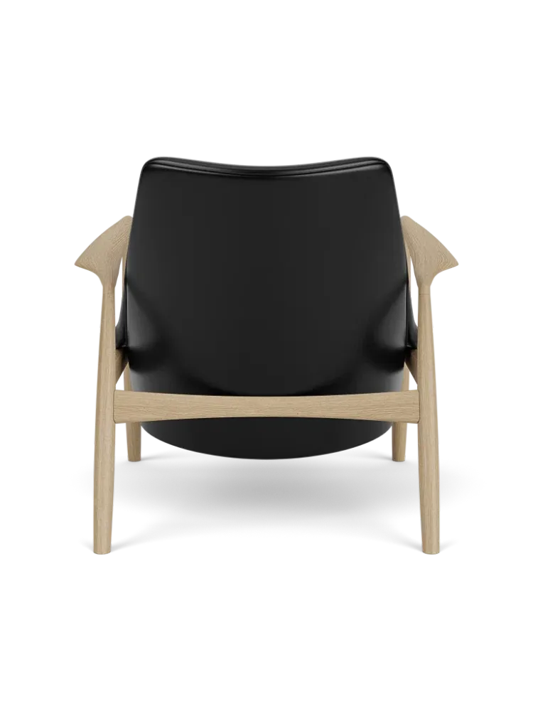 Sessel SEAL schwarze Leder mit Eichenbasis