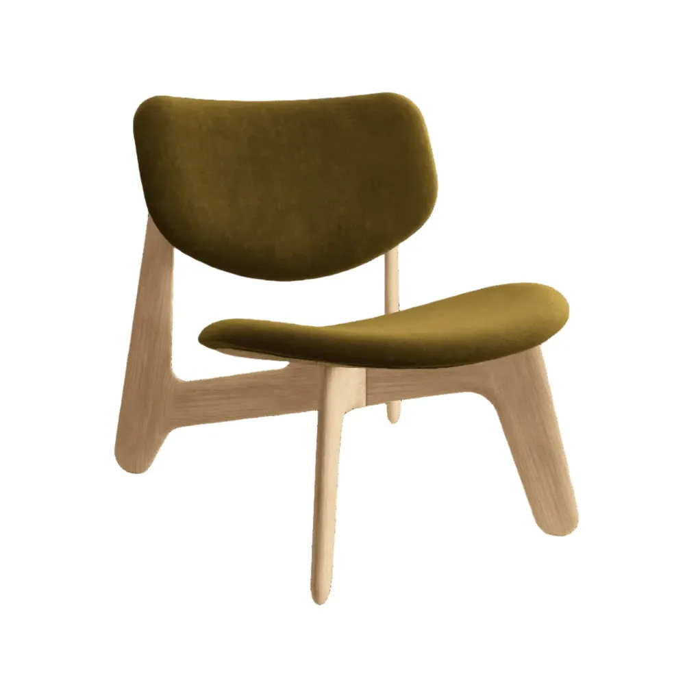 Sessel SLAB khaki mit Eichenbasis