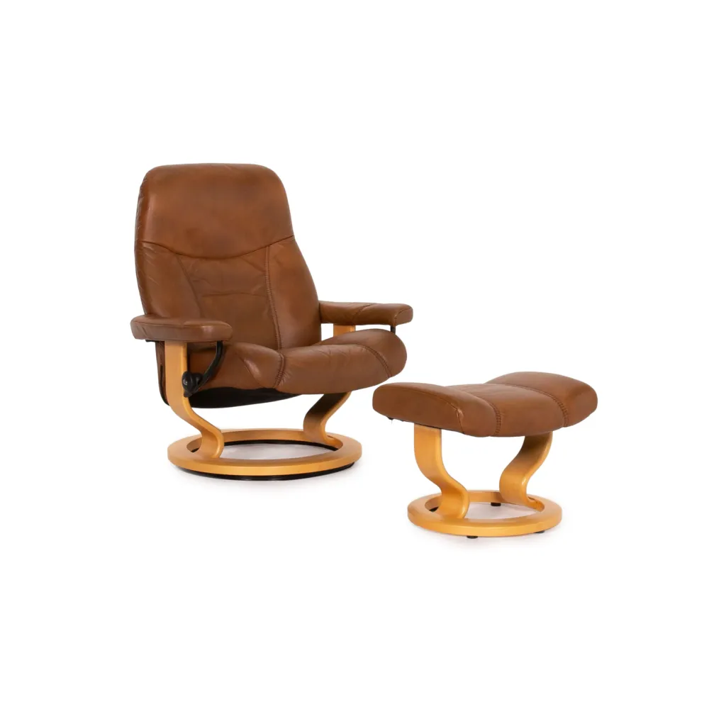 Stressless Consul Leder Sessel inkl. Hocker Braun Relaxfunktion Funktion Relaxsessel #13679