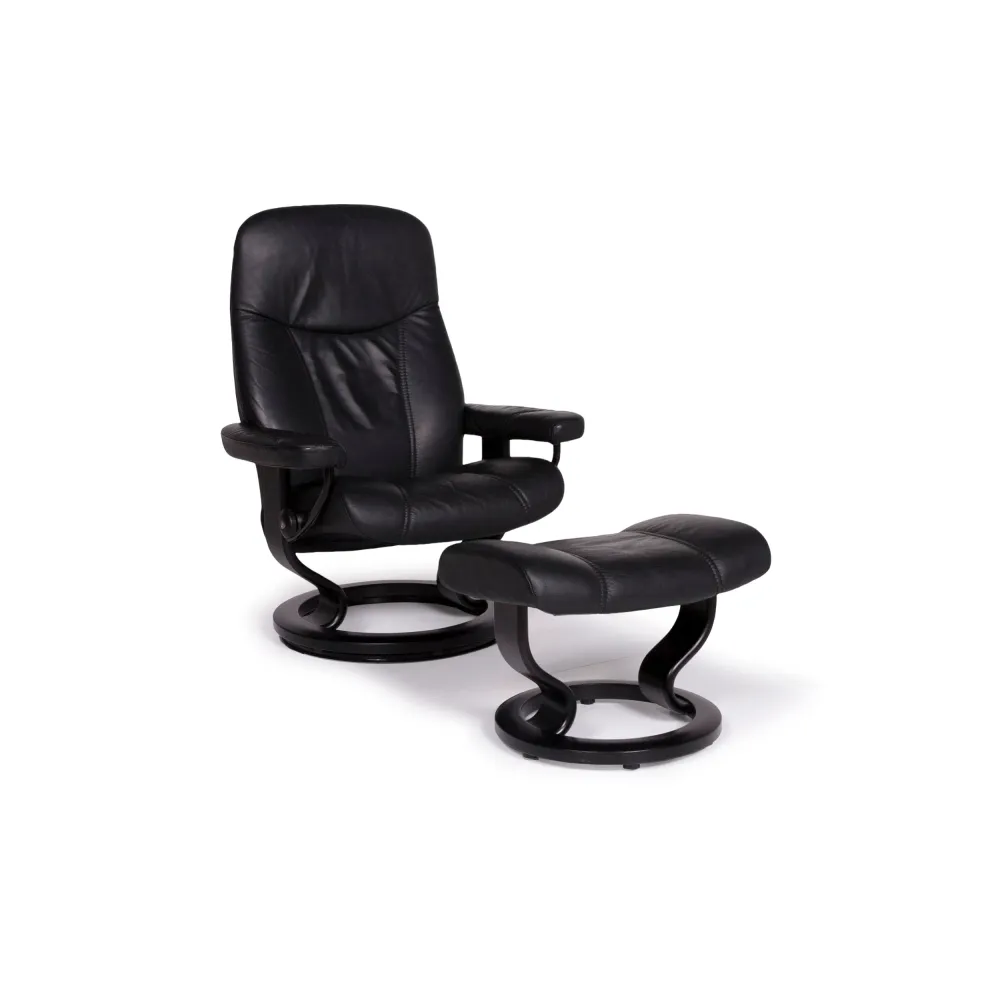 Stressless Consul Leder Sessel Schwarz inkl. Hocker #11811