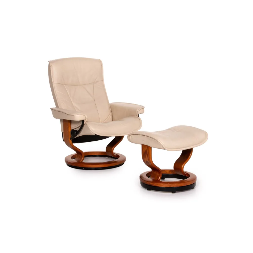 Stressless Leder Sessel inkl. Hocker Creme Funktion Relaxfunktion Relaxsessel #14962