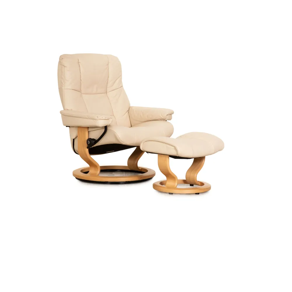 Stressless Mayfair Leder Sessel inkl. Hocker Creme Größe M