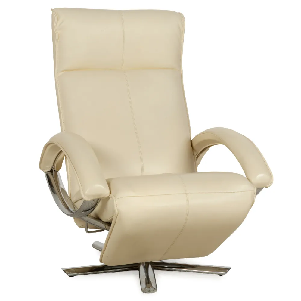 Strässle Aldo Leder Sessel Creme Beige manuelle Funktion Metall