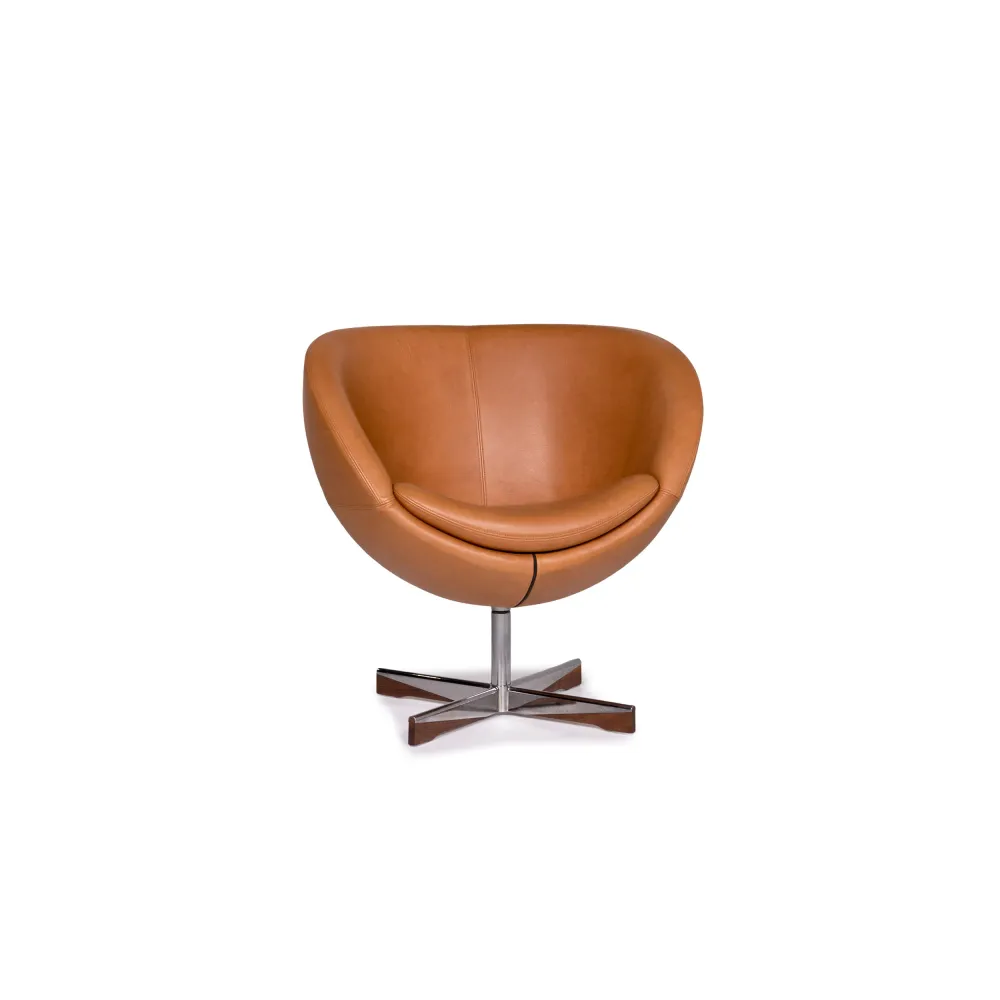Varier Planet I Leder Sessel Cognac Braun Stuhl Drehbar #11046