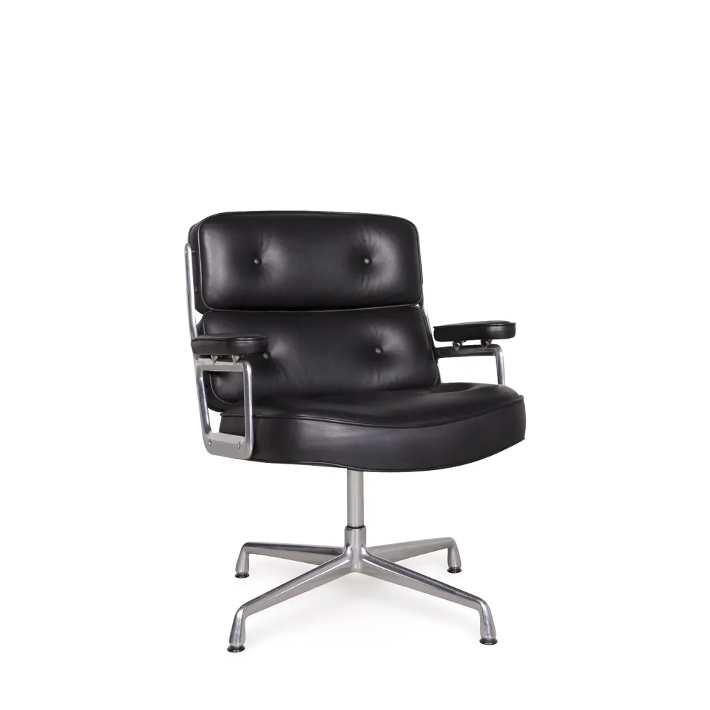 Vitra ES 108 Lobby Chair Leder Sessel Schwarz Echtleder #8479