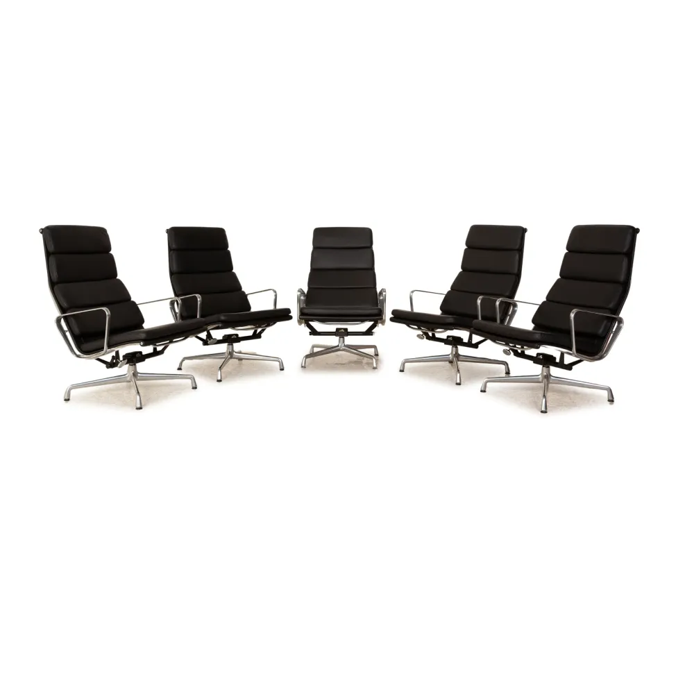 Vitra EA 222 Soft Pad Leder Sessel Garnitur Schwarz manuelle Funktion