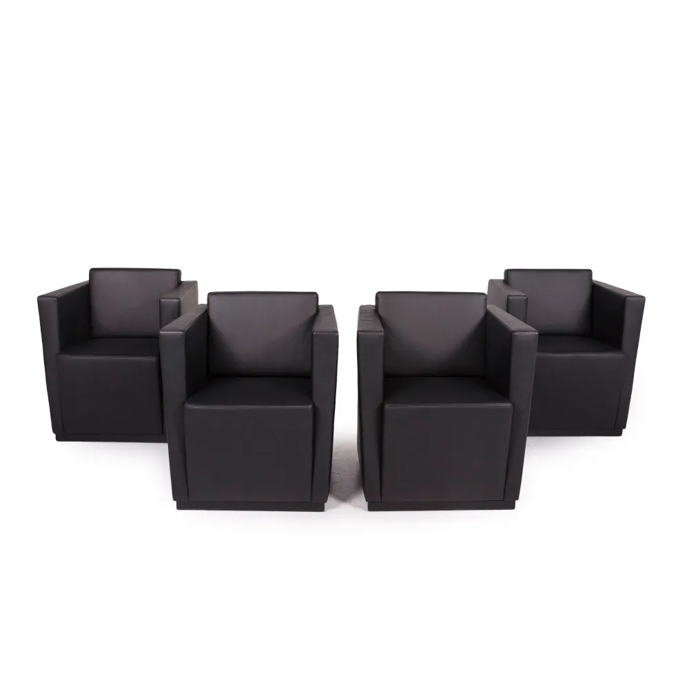 Walter Knoll Elton 406 Leder Sessel Garnitur Schwarz 4x Sessel #12032