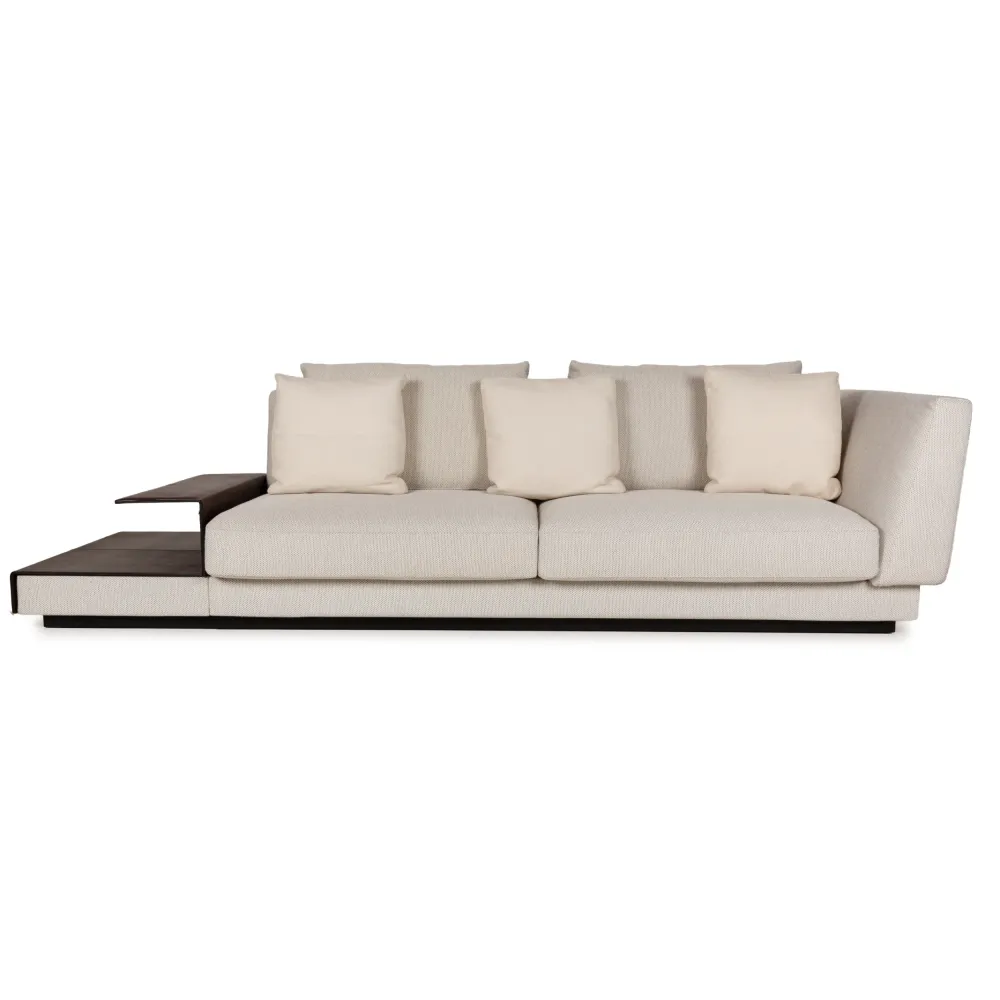 Walter Knoll Grand Suite Stoff Dreisitzer Creme Leder Dunkelbraun Sofa Couch Ablage