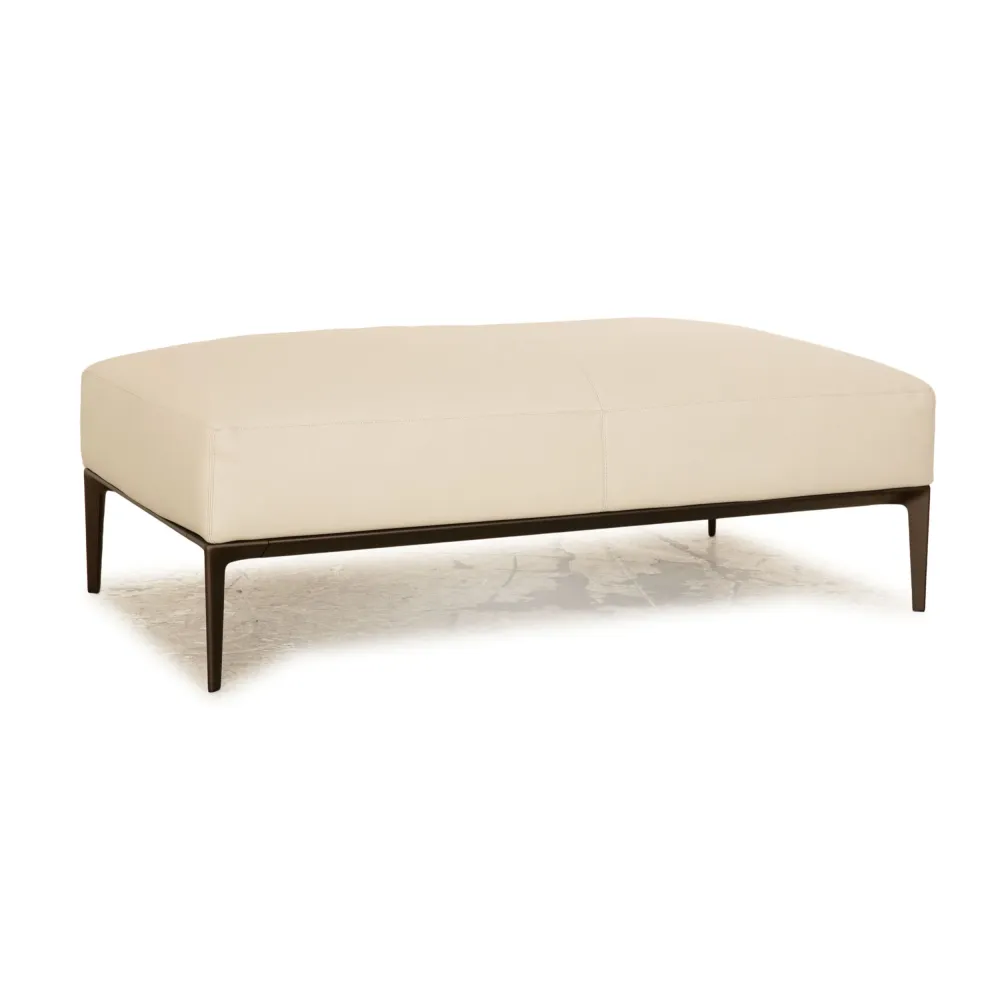 Walter Knoll Jaan Living Leder Hocker Creme Grau