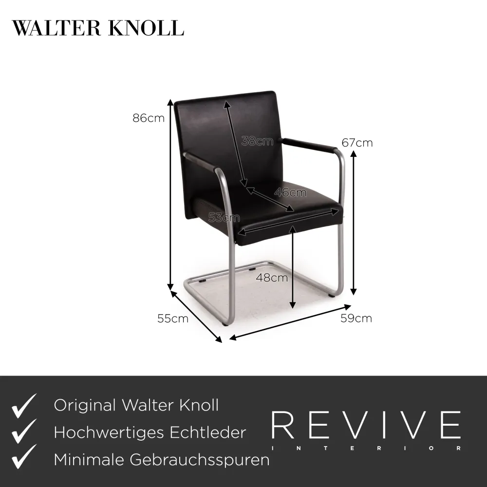 Walter Knoll Jason 1519 Leder Stuhl Schwarz Freischwinger
