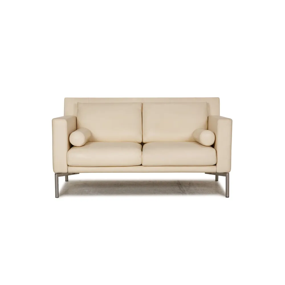 Walter Knoll Jason Leder Sofa Creme Zweisitzer Couch