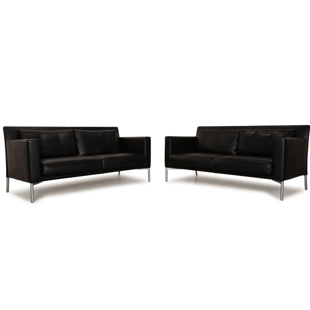 Walter Knoll Jason Leder Sofa Garnitur Schwarz Zweisitzer Couch Funktion