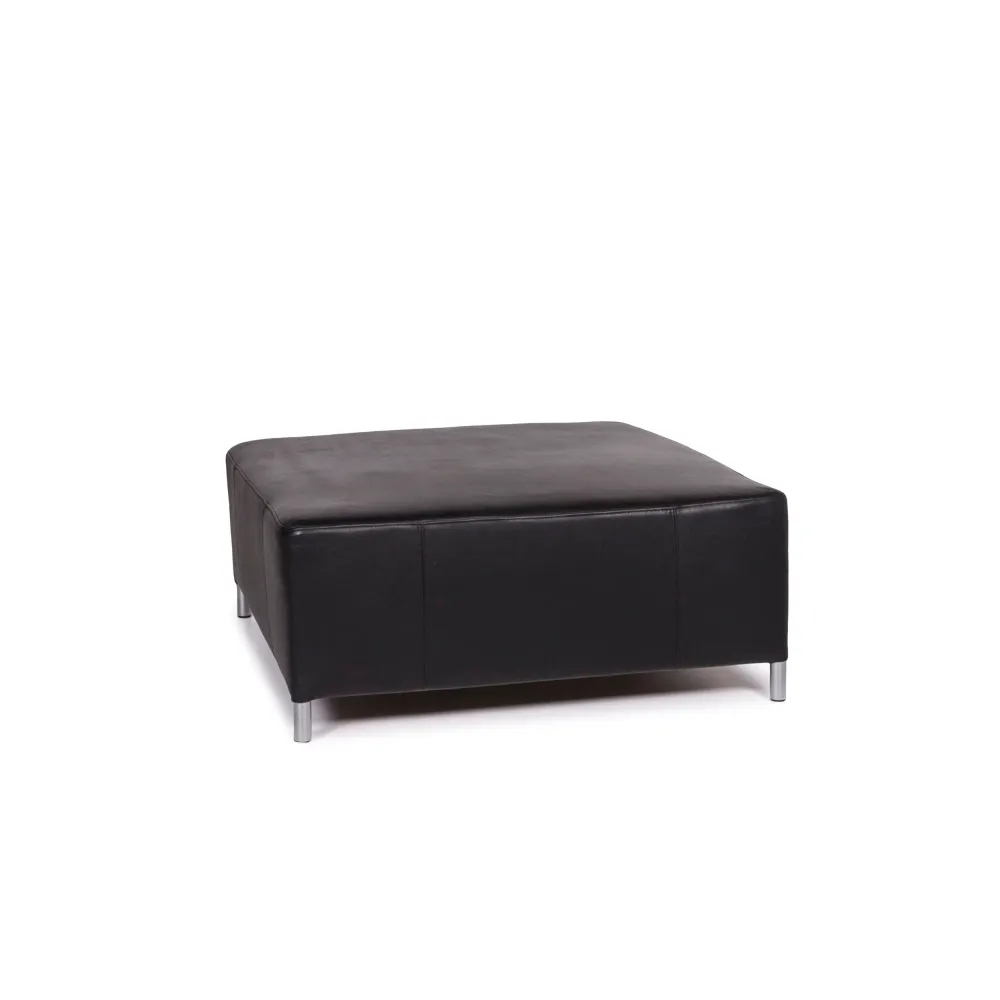 Walter Knoll Leder Hocker Schwarz Ottoman #12005