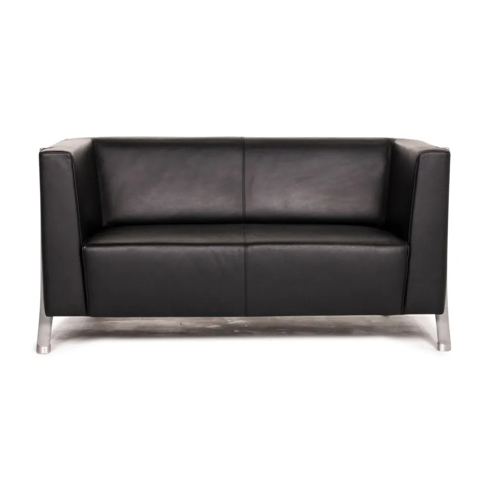 Walter Knoll Leder Sofa Schwarz Zweisitzer Couch #14858