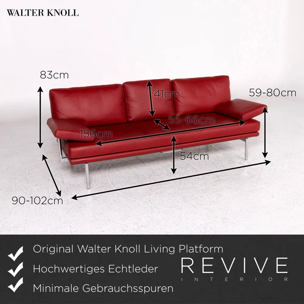 Walter Knoll Living Platform Leder Sofa Rot Dreisitzer Funktion EOOS Design #10134