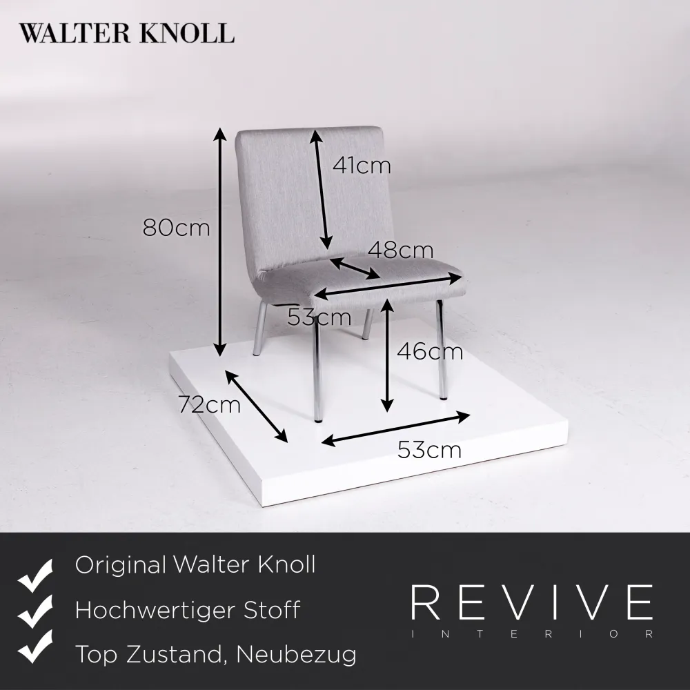 Walter Knoll Vostra Stoff Sessel Grau Stuhl #10955