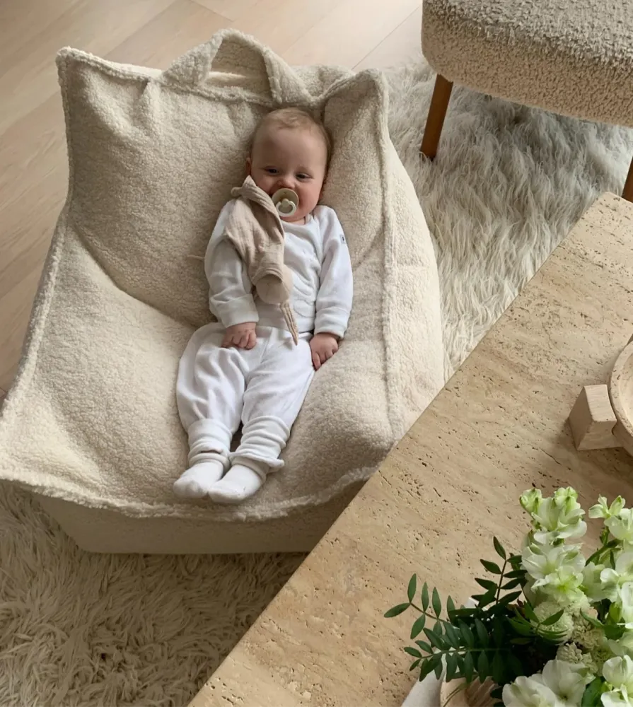 Wigiwama Sitzsack Sessel Teddy Cremeweiß