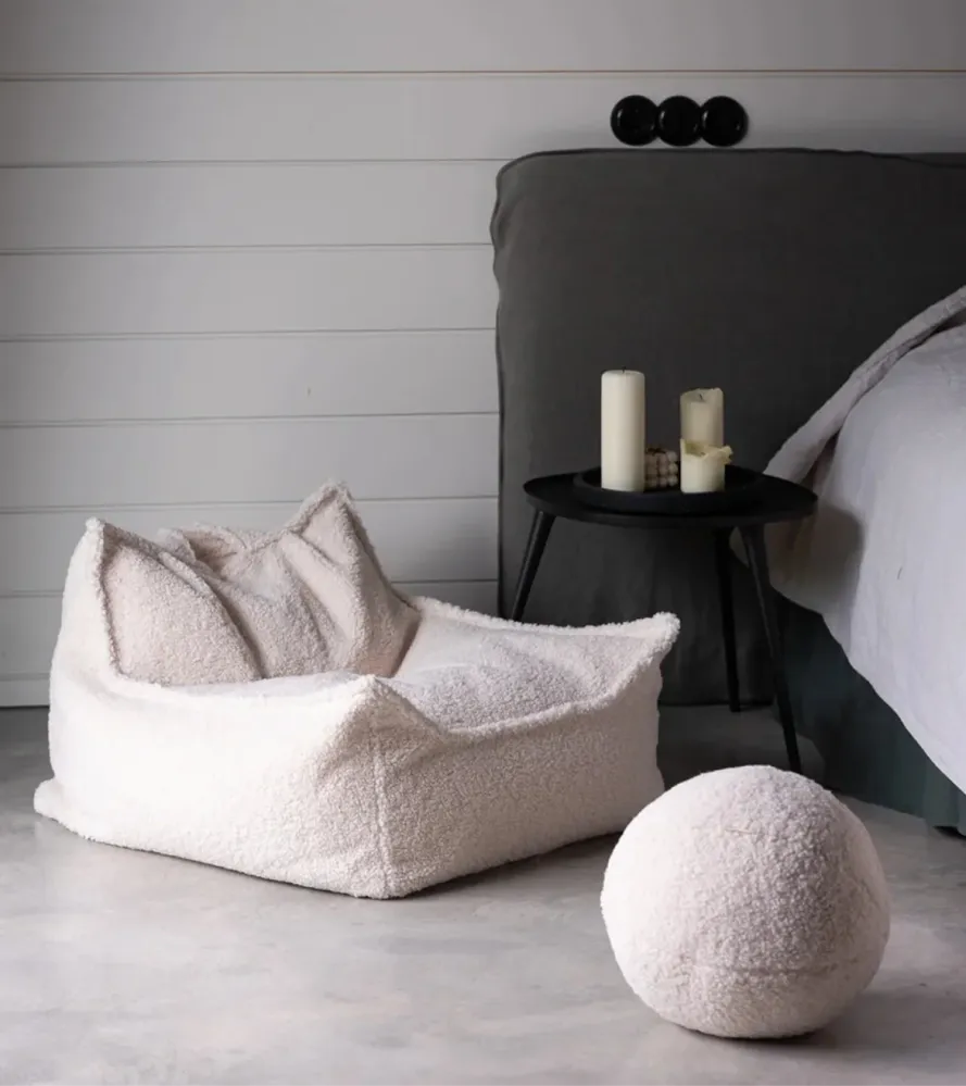 Wigiwama Sitzsack Sessel Teddy Cremeweiß