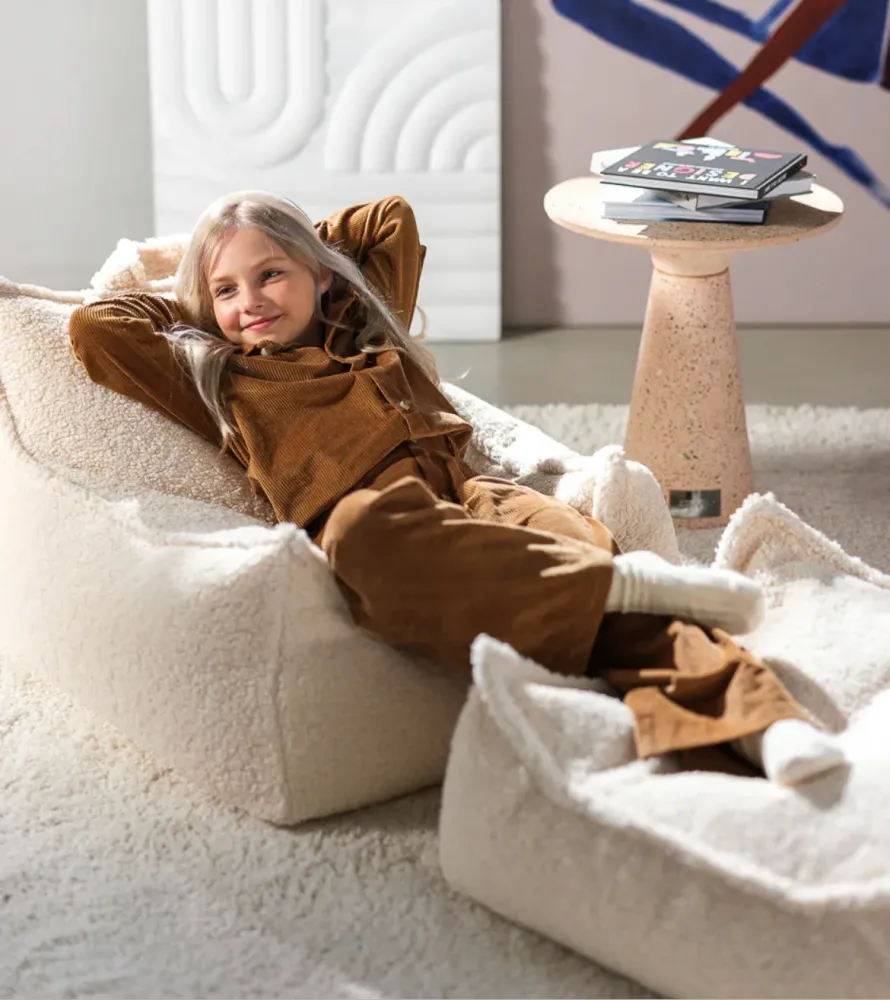 Wigiwama Sitzsack Sessel Teddy Cremeweiß