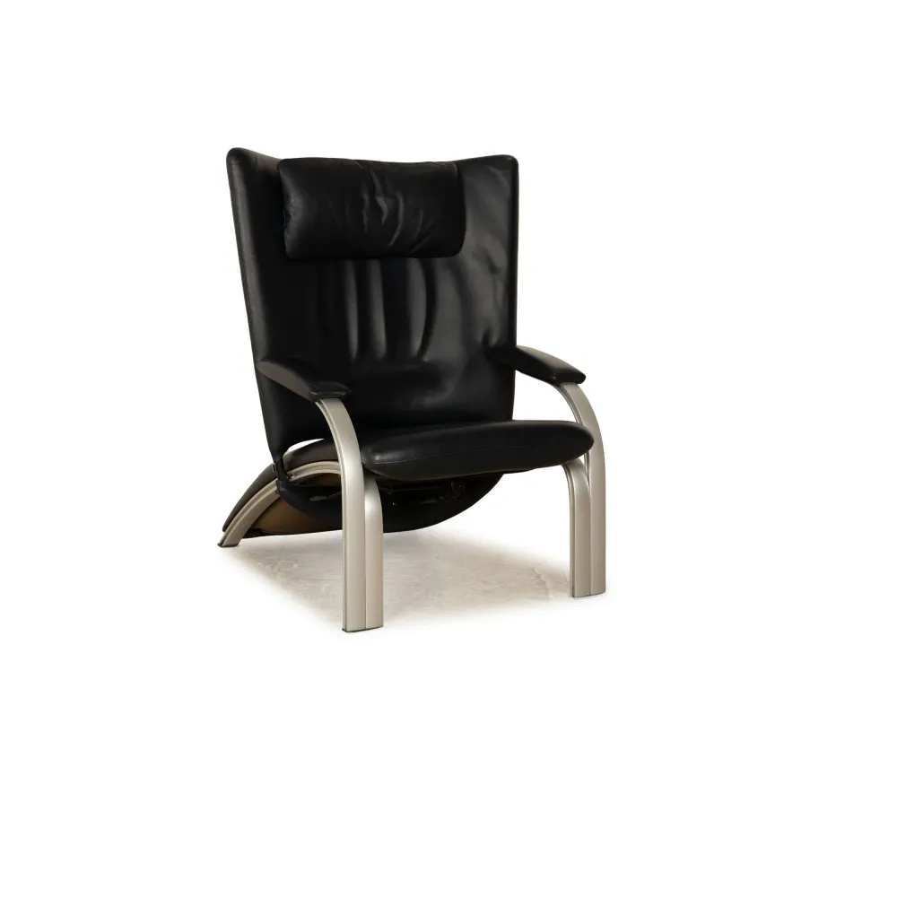 WK Wohnen 698 Spot Leder Sessel Dunkelblau Blau manuelle Funktion