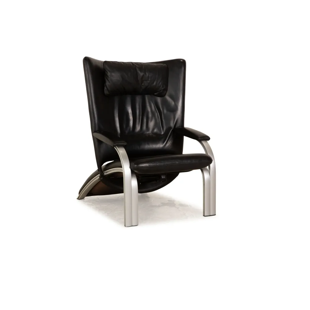 WK Wohnen Spot 698 Leder Sessel Schwarz manuelle Funktion