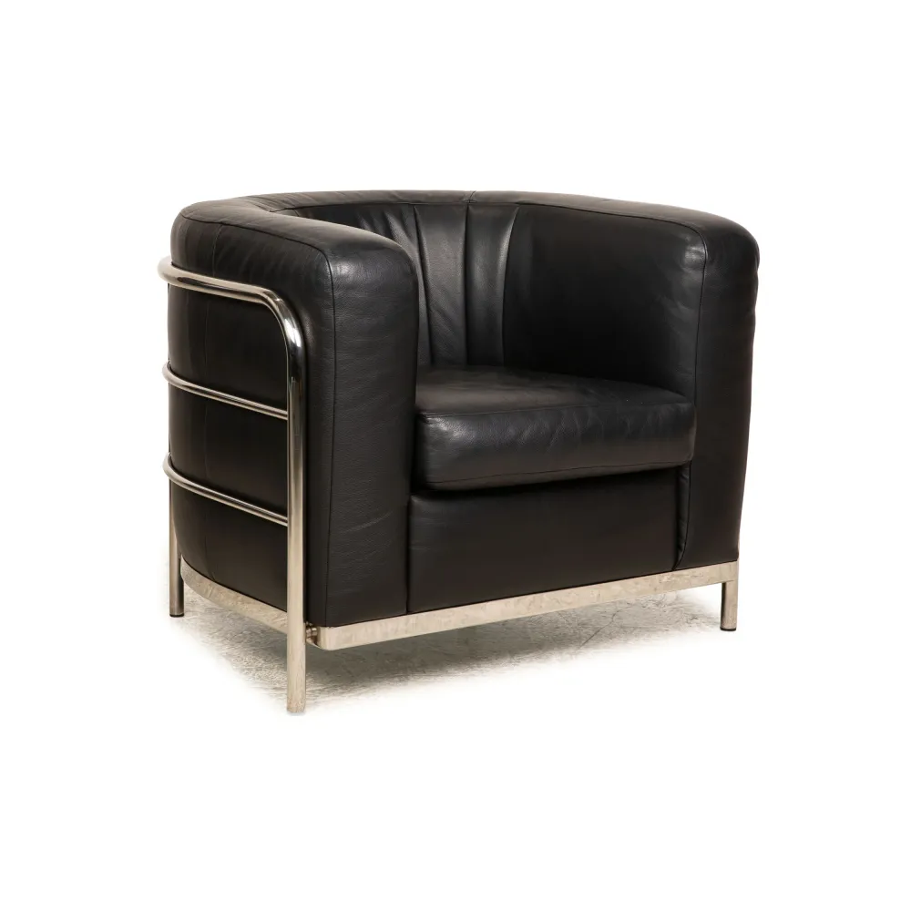 Zanotta Onda Leder Sessel Schwarz
